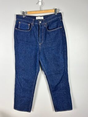 Denim Forum Dark Blue High-Rise Straight Jeans